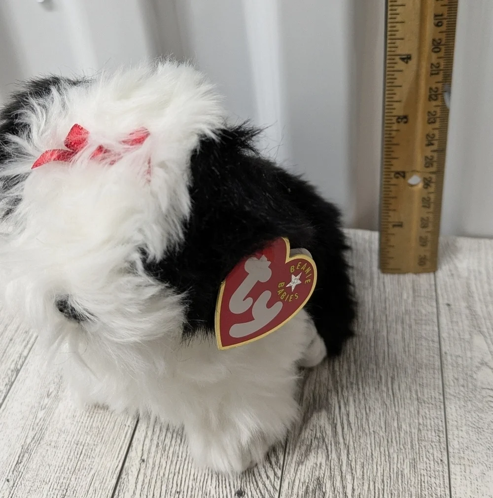 Ty Beanie Babies Black and White Plush with Red Bow